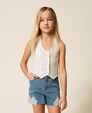 Gilet fitted in pizzo macramè 261GJ2Q20 /526 TWINSET 