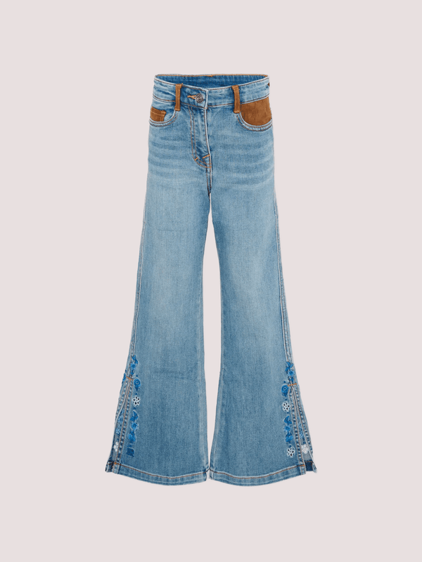Jeans flare in denim con ricami floreali Z9G402 7015 /062S ERMANNO SCERVINO KIDS 