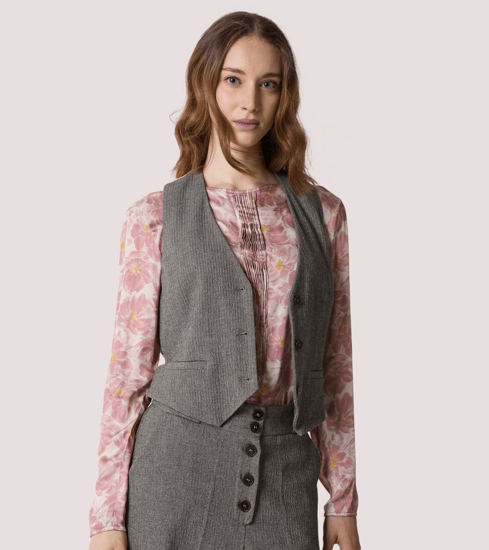 Gilet in cotone con scollo a V 521SD35082 /529022-01 ALESSIA SANTI 