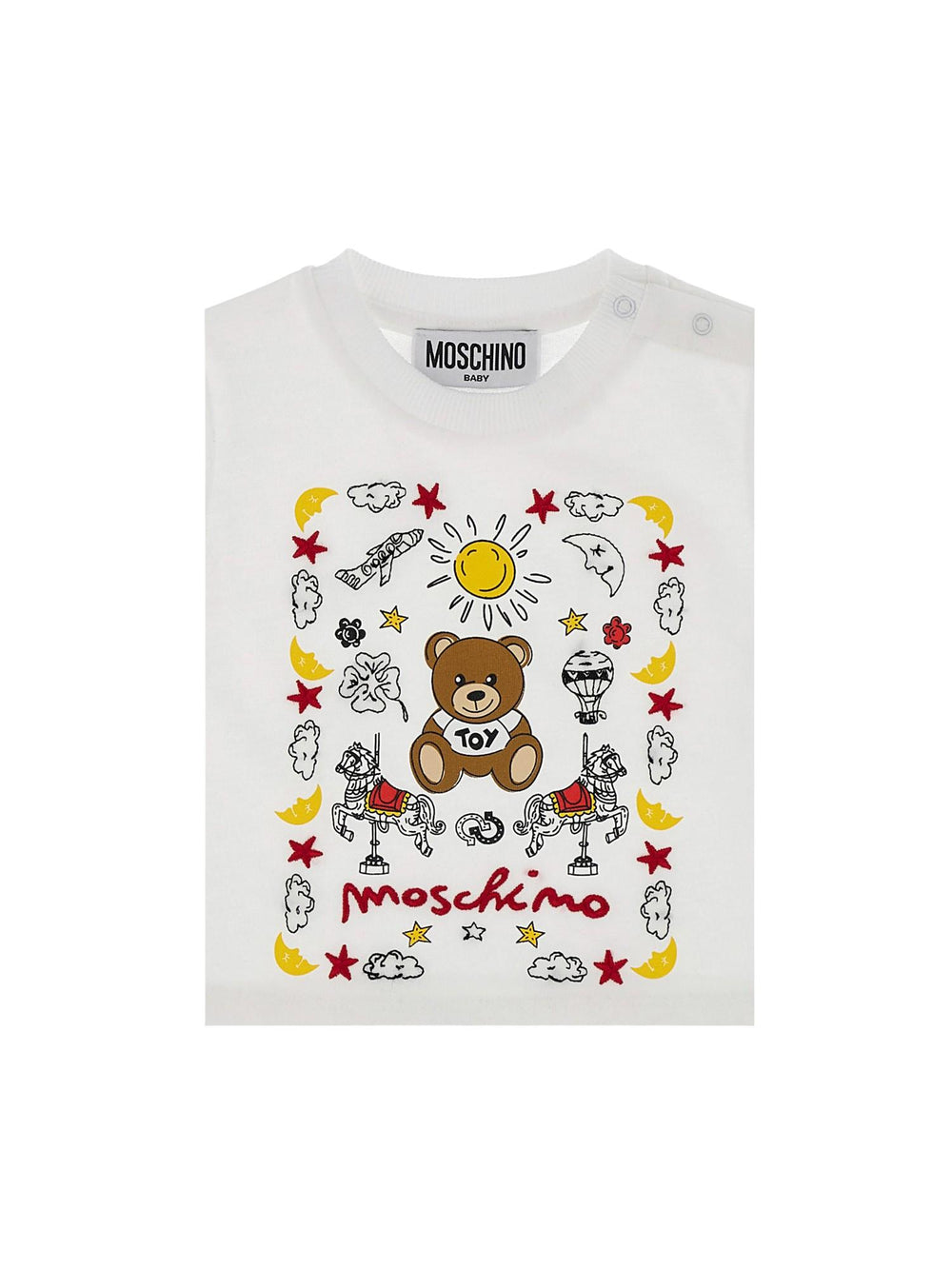T-shirt bambina bianca con stampa Teddy Bear e grafiche colorate
