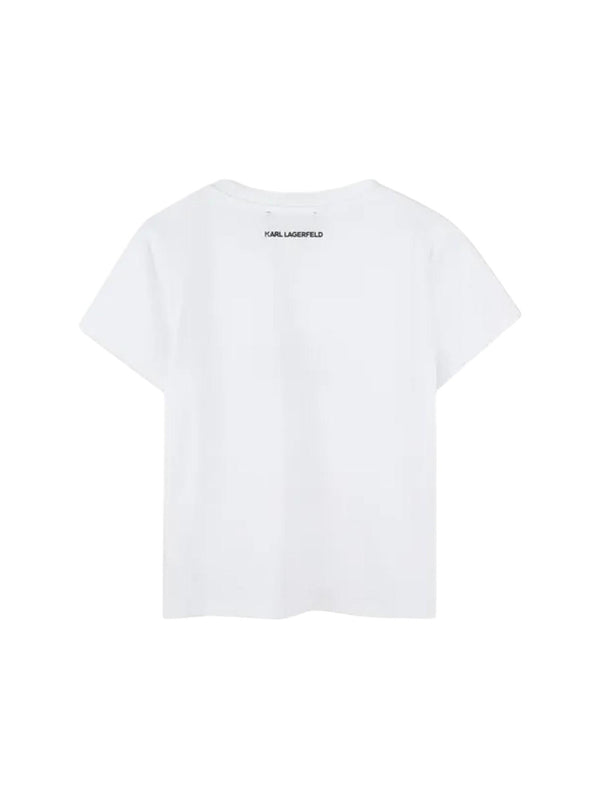 T-shirt bambina bianca con stampa Choupette visiera