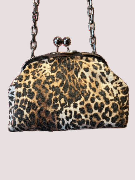 Borsa fantasia leopardata con patch e tracollina 5P-02-110 /FUR LEOPARD 5 PROGRESS 