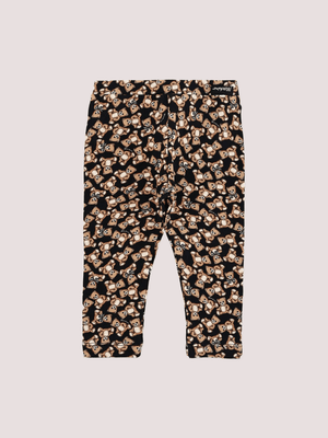 Leggings neri per neonata con Teddy Bear all over MHP032 LBB8E /84923 MOSCHINO 