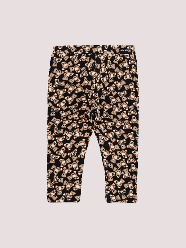 Leggings neri per neonata con Teddy Bear all over MHP032 LBB8E /84923 MOSCHINO 
