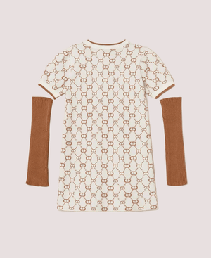 Abito corto in maglia jacquard con manicotti 252GJ3020 /12794 TWINSET 