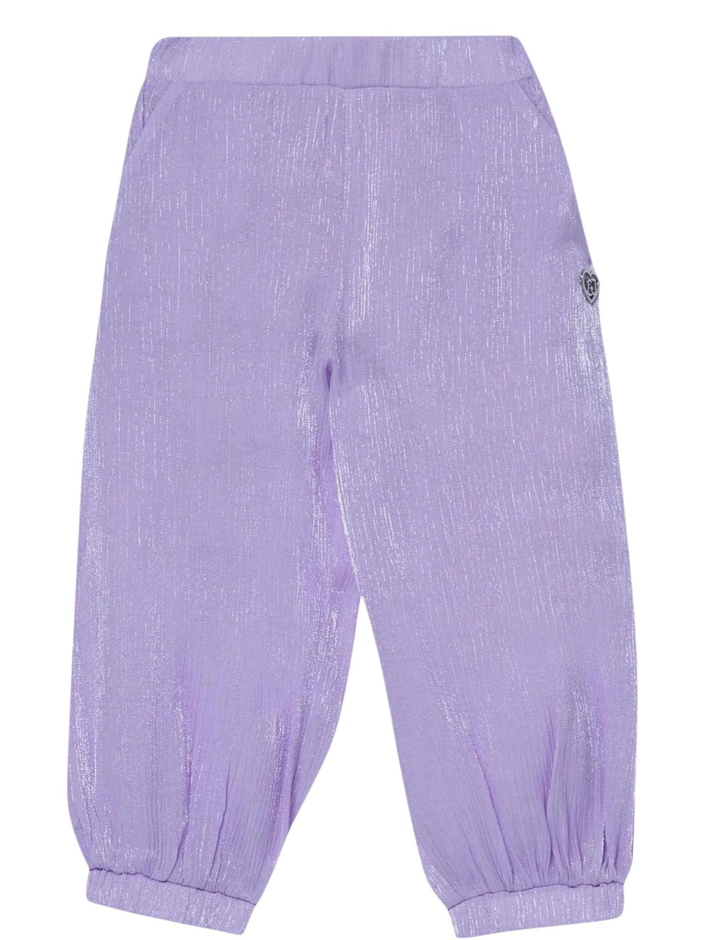 Pantaloni lunghi bambina glicine effetto lamé