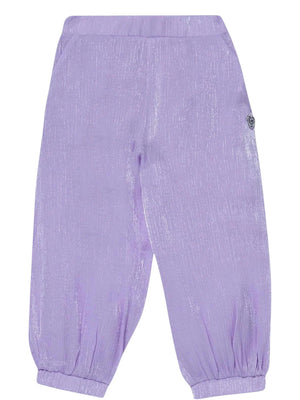 Pantaloni lunghi bambina glicine effetto lamé