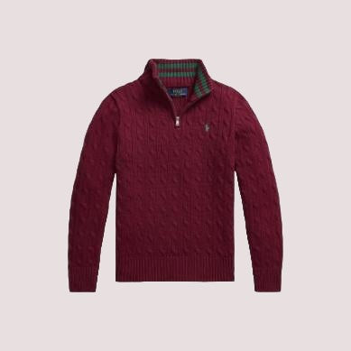 Maglione in cotone a trecce con zip a un quarto 323868894 /23 POLO RALPH LAUREN 