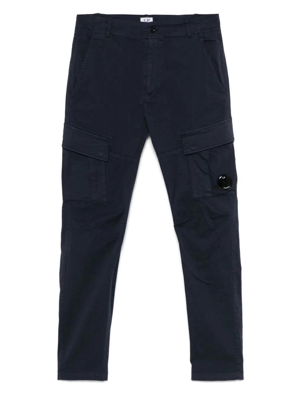 Pantalone bambino blu navy in cotone stretch con tasche cargo