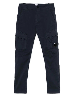 Pantalone bambino blu navy in cotone stretch con tasche cargo