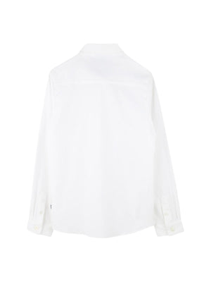 Camicia bianca bambino a maniche lunghe con bottoni e logo