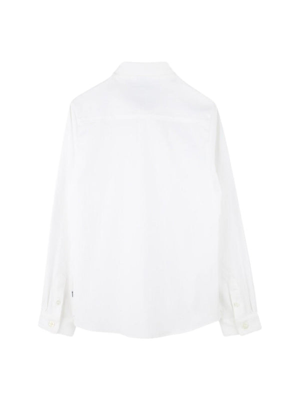 Camicia bianca bambino a maniche lunghe con bottoni e logo