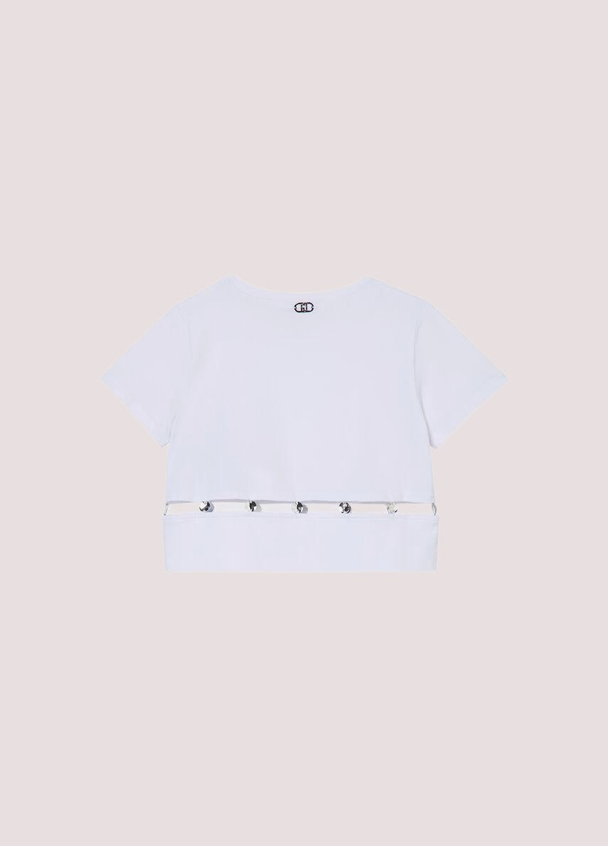 T-shirt con castoni gioiello GA6166 JS003 /10601 LIU JO 