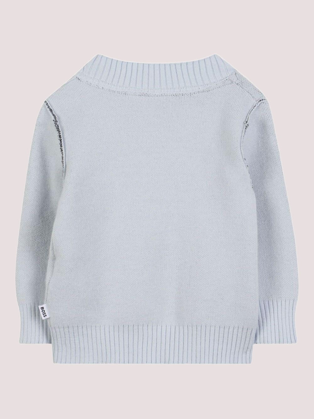 Maglione per neonato Boss Kids azzurro con applicazione con logo J52452 /791 BOSS 