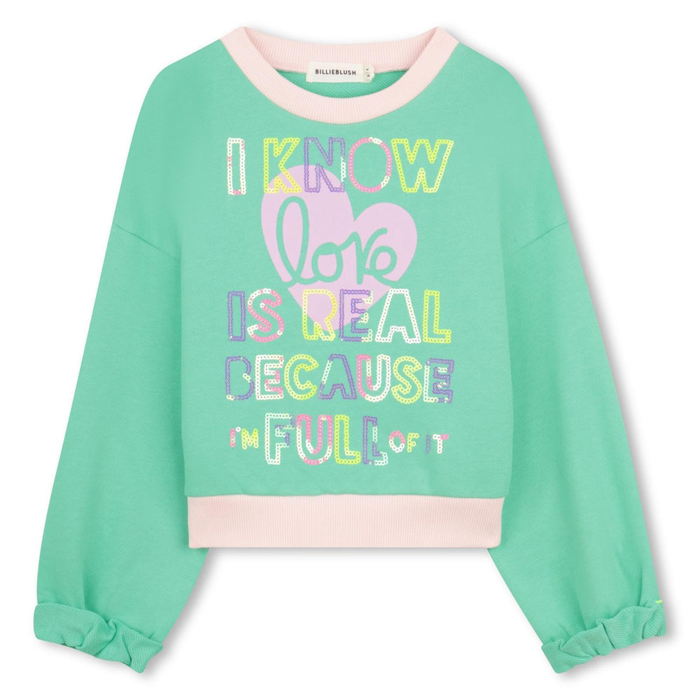 Felpa con stampa in paillettes U21918 /68M BILLIEBLUSH 