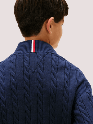 Pullover in maglia intrecciata con mezza zip KB0KB09971 /C1G TOMMY HILFIGER 