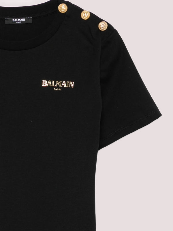 T-shirt con bottoni BX8R51 Z3186 /930OR BALMAIN 