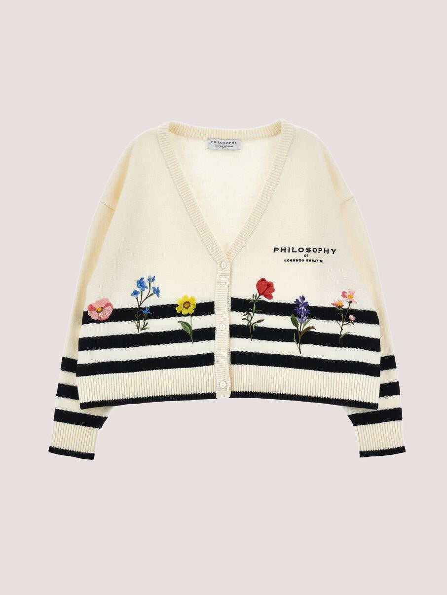 Cardigan righe fiori I9G802 7034 /150 PHILOSOPHY KIDS 