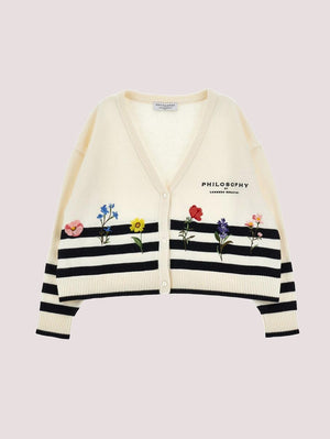 Cardigan righe fiori I9G802 7034 /150 PHILOSOPHY KIDS 