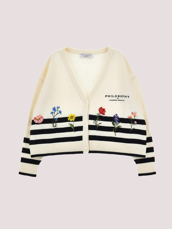 Cardigan righe fiori I9G802 7034 /150 PHILOSOPHY KIDS 