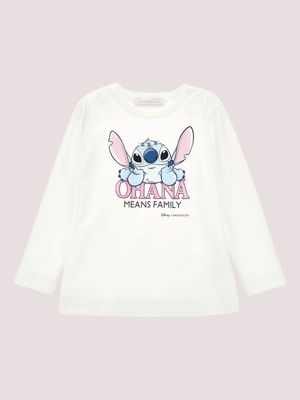 T-shirt per bambina Disney x Monnalisa bianco con stampa grafica Stitch<BR/> 19F618 6013 /0001 MONNALISA 
