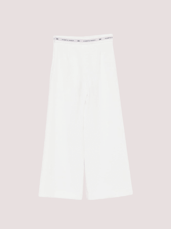 Pantalone  in crepe con nastro logato in vita EFPA314 GA022 /0195 ELISABETTA FRANCHI La Mia Bambina 