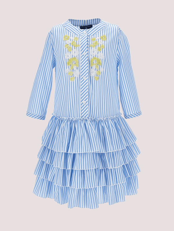 Abito a righe con ricami floreali Z1G908 7168 /9958 ERMANNO SCERVINO KIDS 