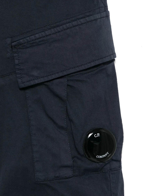 Pantalone bambino blu navy in cotone stretch con tasche cargo