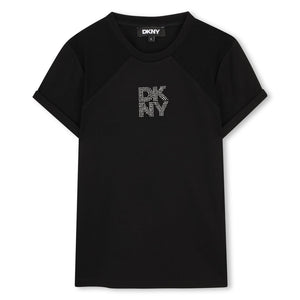 T-shirt con logo in paillettes D62694 /09B DKNY 