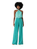Turquoise women's palazzo trousers with pleats