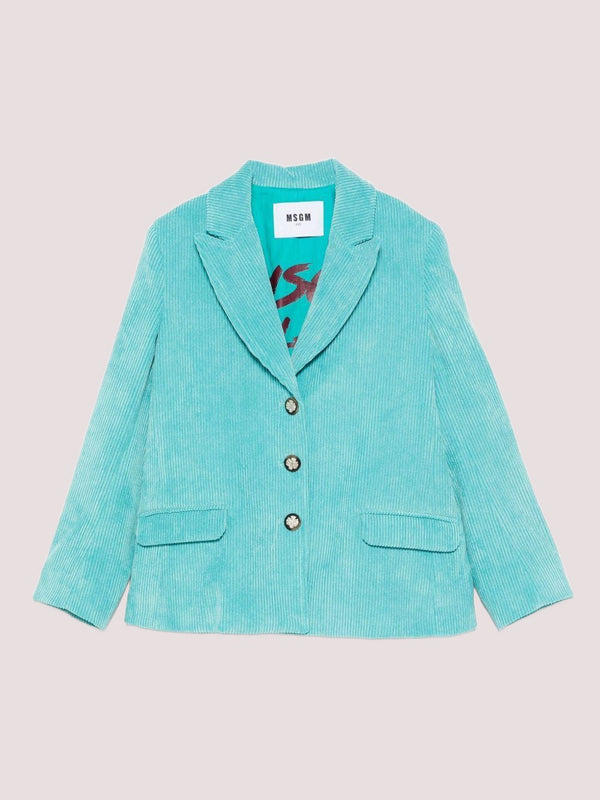 Blazer  azzurro con trama a coste F5MSJGJK102 /MS037 MSGM KIDS 