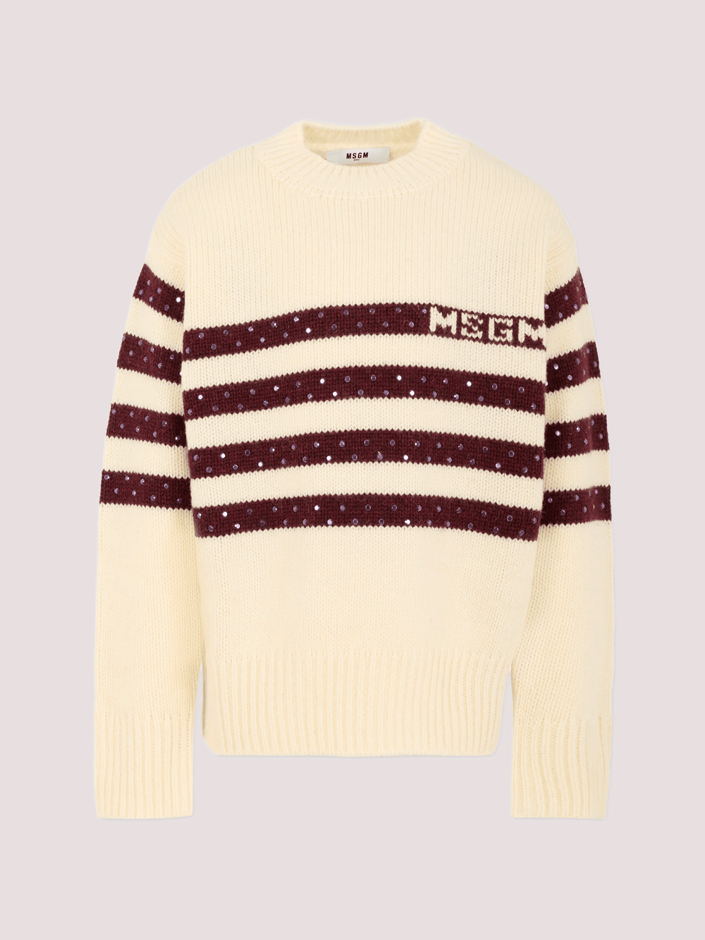 Maglione avorio per bambina con logo e borchie F5MSJGJP082 /013/19 MSGM KIDS 