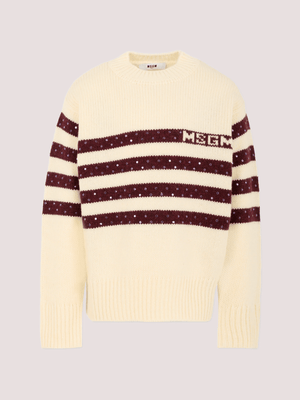 Maglione avorio per bambina con logo e borchie F5MSJGJP082 /013/19 MSGM KIDS 