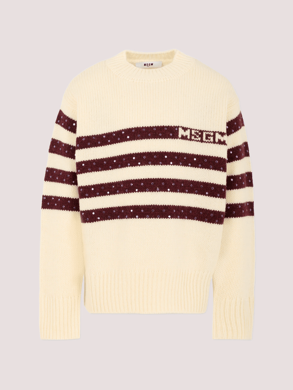 Maglione avorio per bambina con logo e borchie F5MSJGJP082 /013/19 MSGM KIDS 