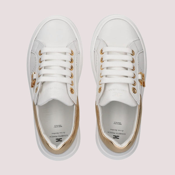 Sneakers basse con logo ivory white/gold F4A9 E0506 0092 /B093 ELISABETTA FRANCHI La Mia Bambina 