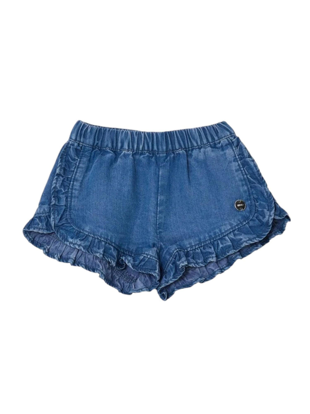 Shorts bambina in denim con volant