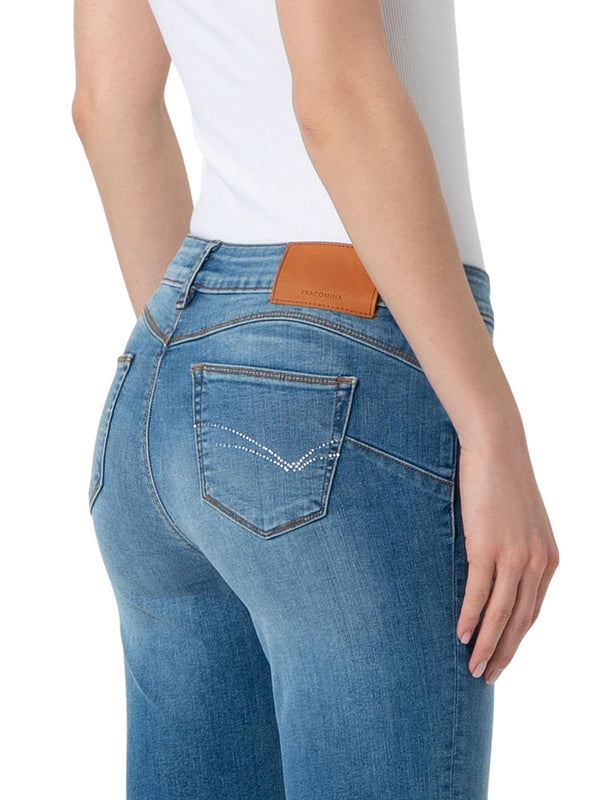 Jeans skinny donna in denim chiaro elasticizzato
