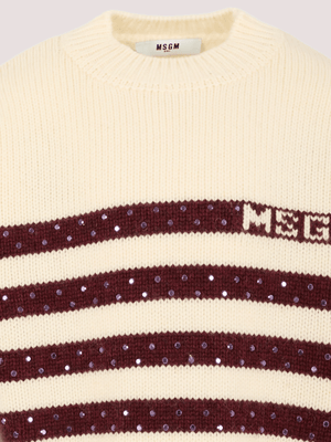 Maglione avorio per bambina con logo e borchie F5MSJGJP082 /013/19 MSGM KIDS 