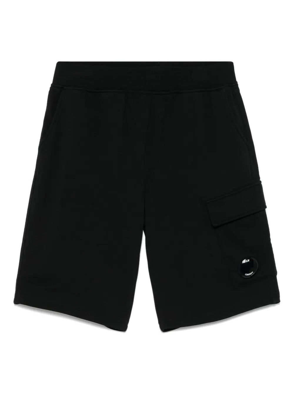 Shorts bambino neri in cotone con tasca cargo e lente