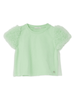 T-shirt bambina verde con maniche in tulle effetto nuvola