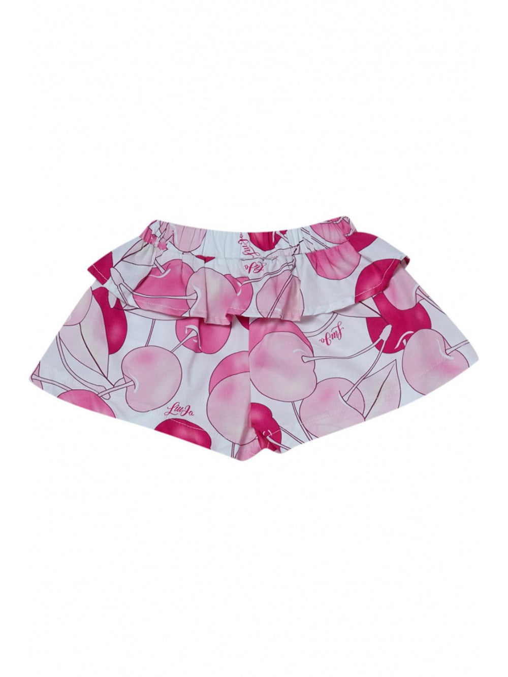Shorts neonata a balze fantasia ciliegie