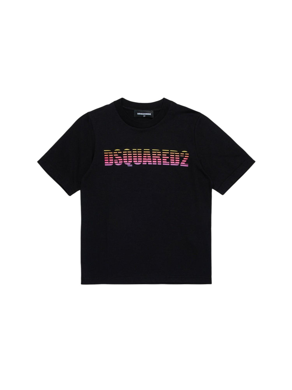 T-shirt bambino nera con logo multicolor