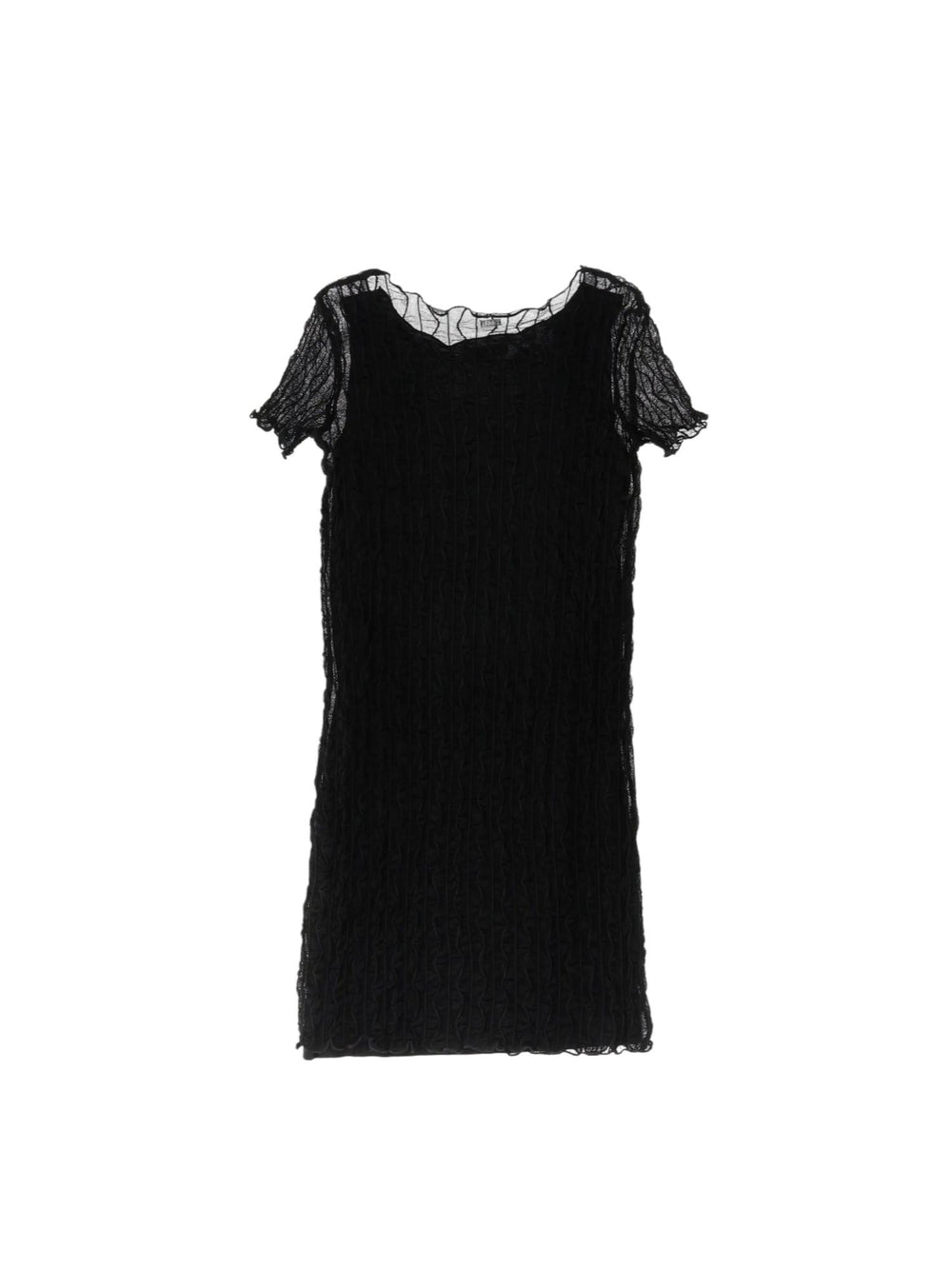 Abito bambina nero in jersey effetto plissé