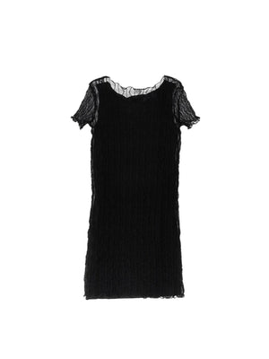 Abito bambina nero in jersey effetto plissé
