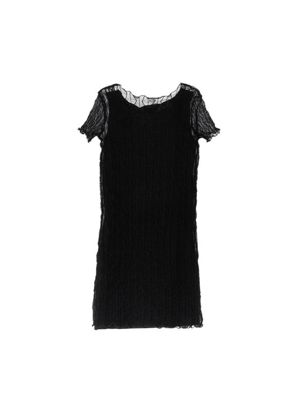 Abito bambina nero in jersey effetto plissé