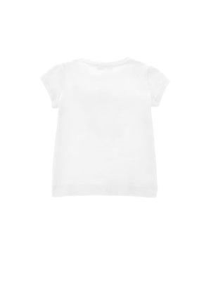 T-shirt bambina con Bambi in strass e stampa floreale