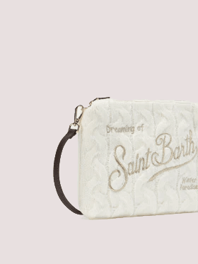 Borsa crossbody Parisienne Wool Braid in misto lana a trecce bianca PAR0029 /01346I MC2 SAINT BARTH 