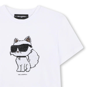 T-shirt con logo in paillettes reversibili Z31153 /10P KARL LAGERFELD 