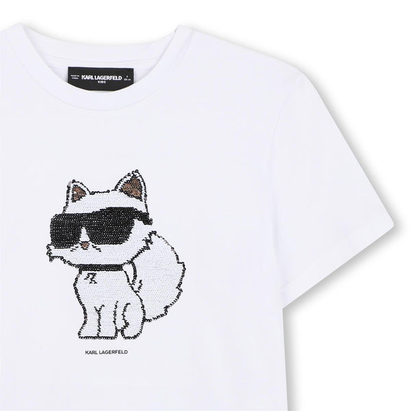 T-shirt con logo in paillettes reversibili Z31153 /10P KARL LAGERFELD 