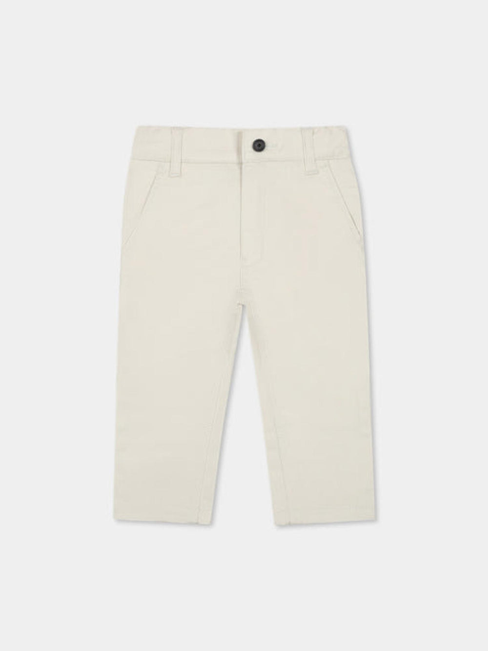 Pantalone bambino sabbia con vita regolabile e dettaglio tricolore